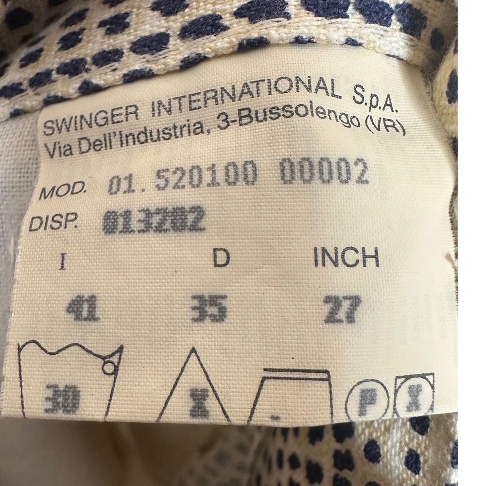 Fendi Jeans Roma Amor Italy Pants Cream Blue Dotted‎ Print linen Blend Size 27 - Picture 6 of 9